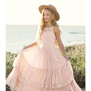 Elegant Pink Lace Kids Dress